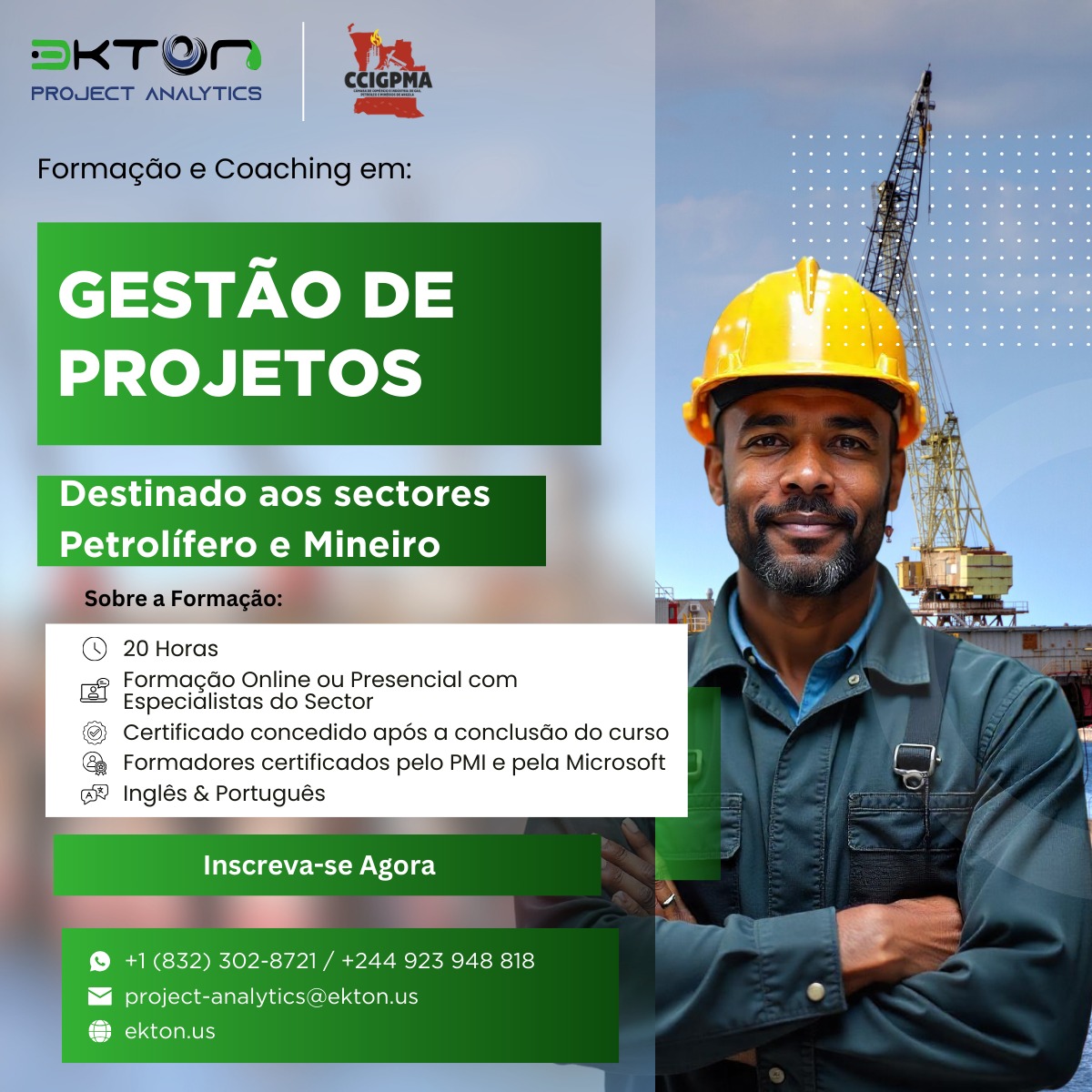 🚀CCIGPMA e Ekton Project Analytics lançam programa de capacitação para os sectores Petrolífero e Mineiro! ⛽⚒️