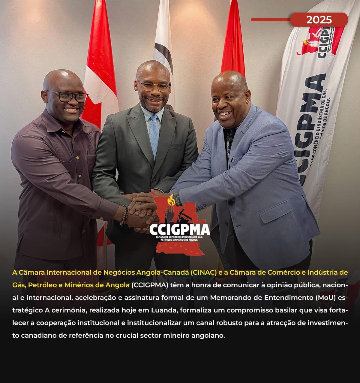 Assinatura de memorando de entendimento entre a CINAC & a CCIGPMA